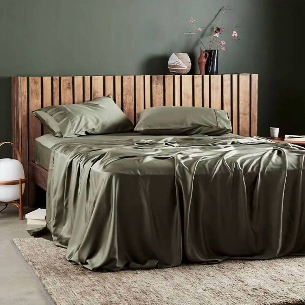 NEW ETTITUDE cleanbamboo signature sateen flat sheet in moss